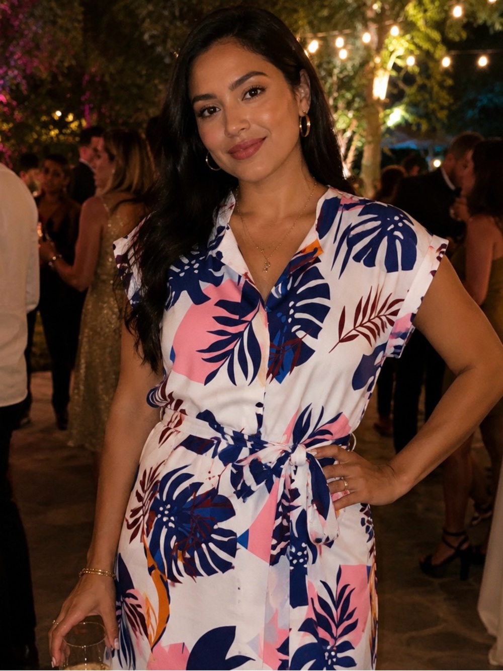 Hapsho Tropical Print Shirt Dress – Size Large (US 8/10)